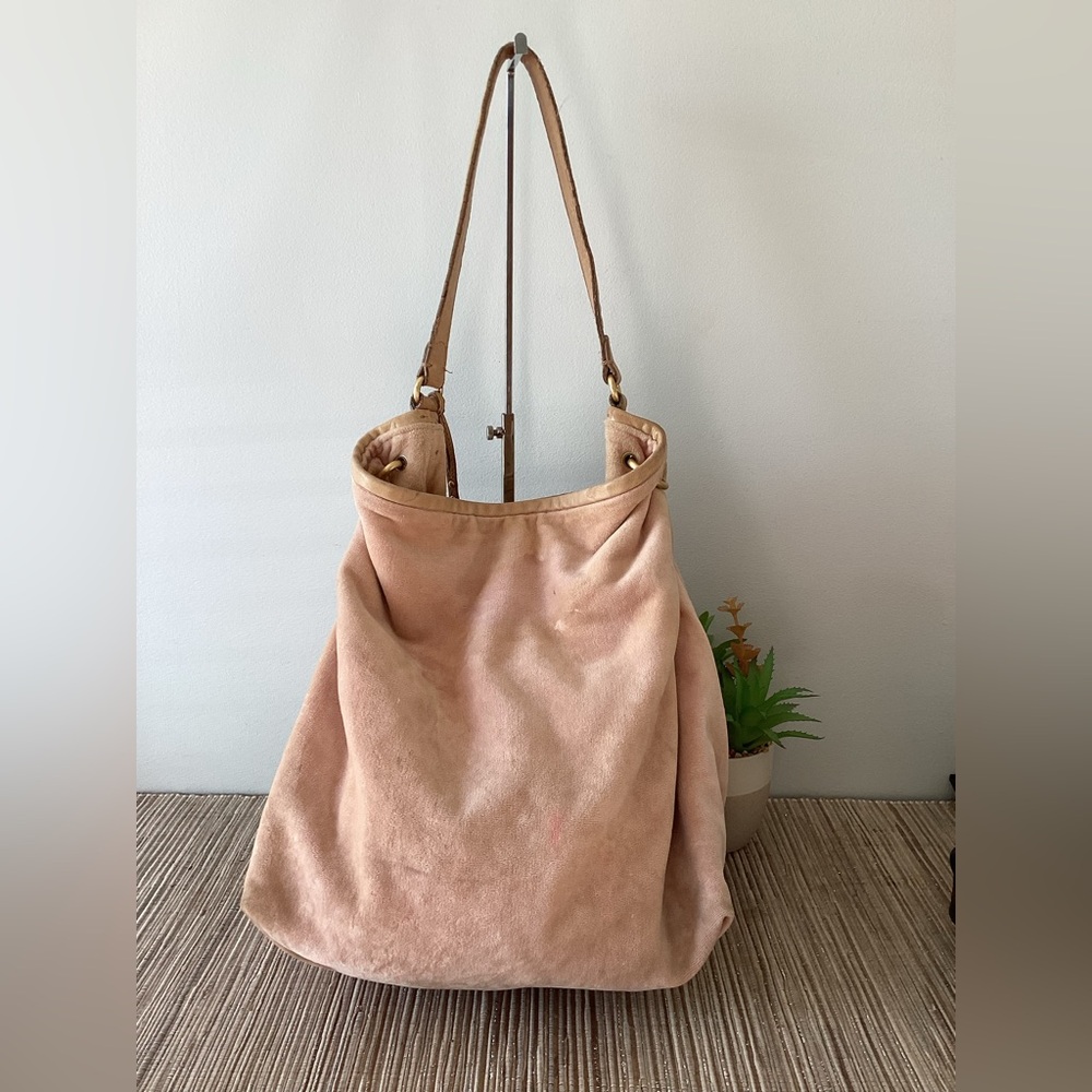Y2K Juicy Couture Pink Darling Of Couture Velour Rhinestone Large Purse Bag - Picture 2 of 13